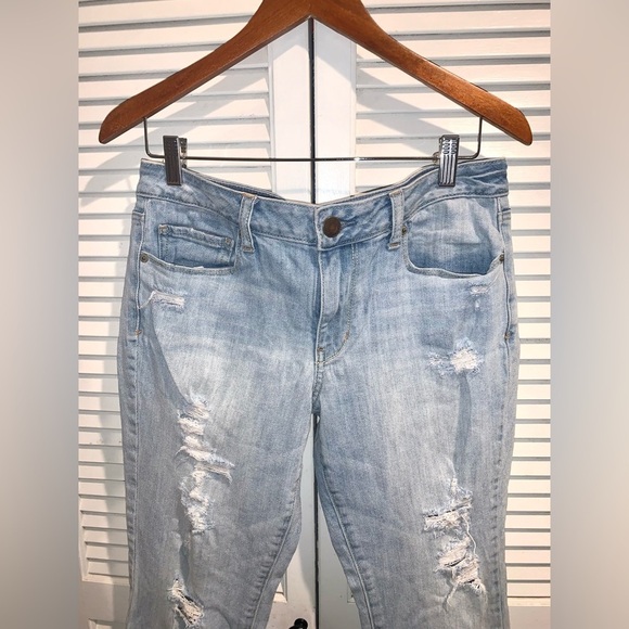 American Eagle light was distressed stretch Skinny Jeans women’s size 14 - Picture 3 of 7